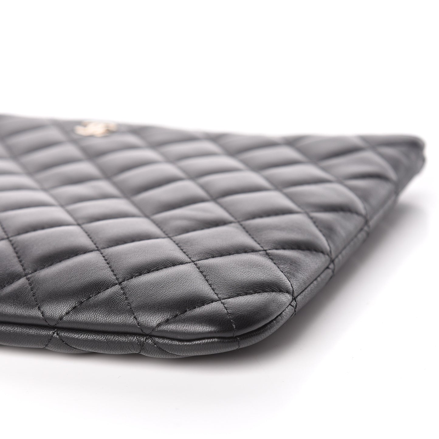 Lambskin Quilted Medium Cosmetic Case Black