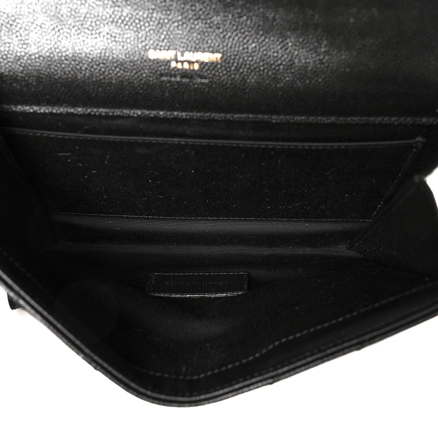 Saint Laurent Grain De Poudre Matelasse Chevron Monogram Envelope Clutch Black 6 of 11