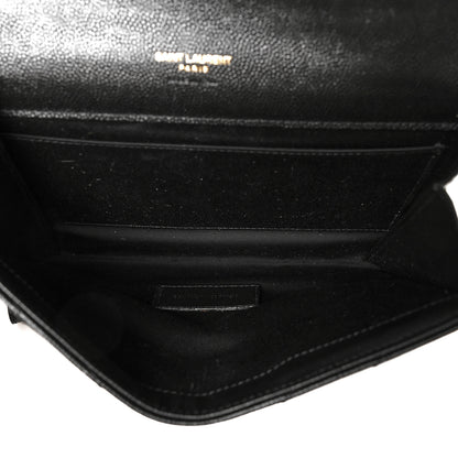 Saint Laurent Grain De Poudre Matelasse Chevron Monogram Envelope Clutch Black 6 of 11