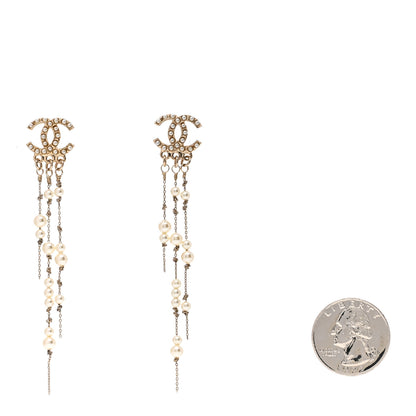 Chanel Pearl CC Long Chain Drop Earrings Gold 2 of 4