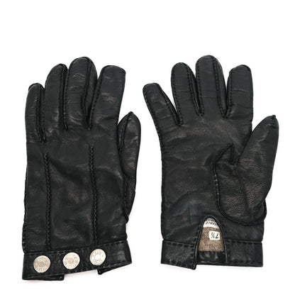 Hermes Lambskin Clous de Selle Gloves 7.5 Black 1 of 5