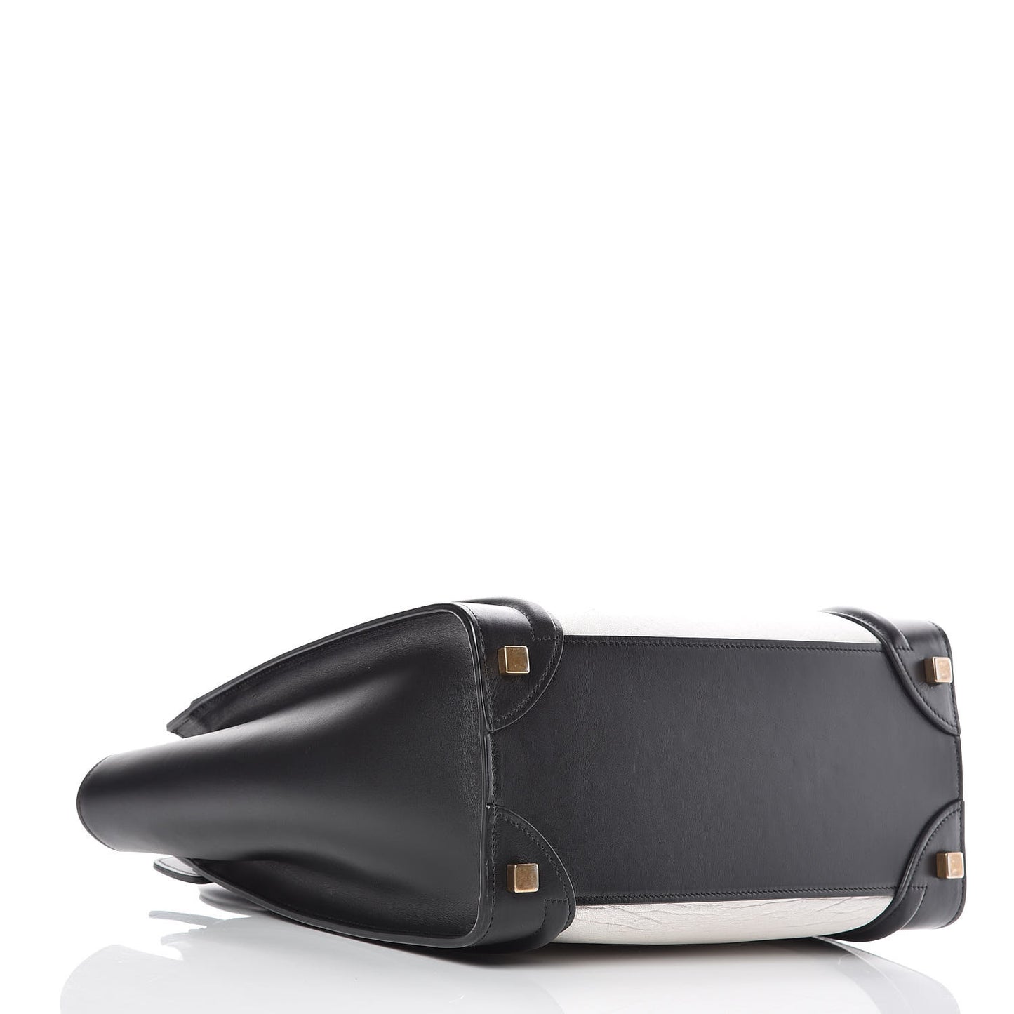 Shrunken Lambskin Micro Bi-Color Luggage Black White
