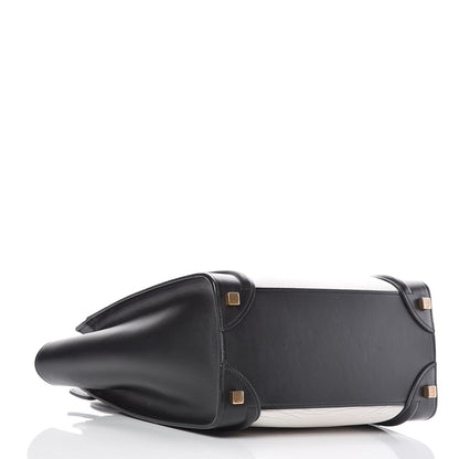 Celine Shrunken Lambskin Micro Bi-Color Luggage Black White 4 of 9