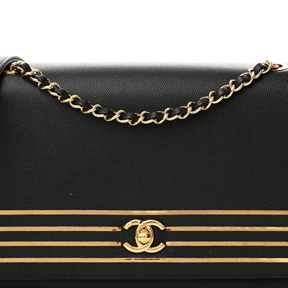 Chanel Grained Calfskin Embroidered Captain Gold Flap Bag Black 8 of 11