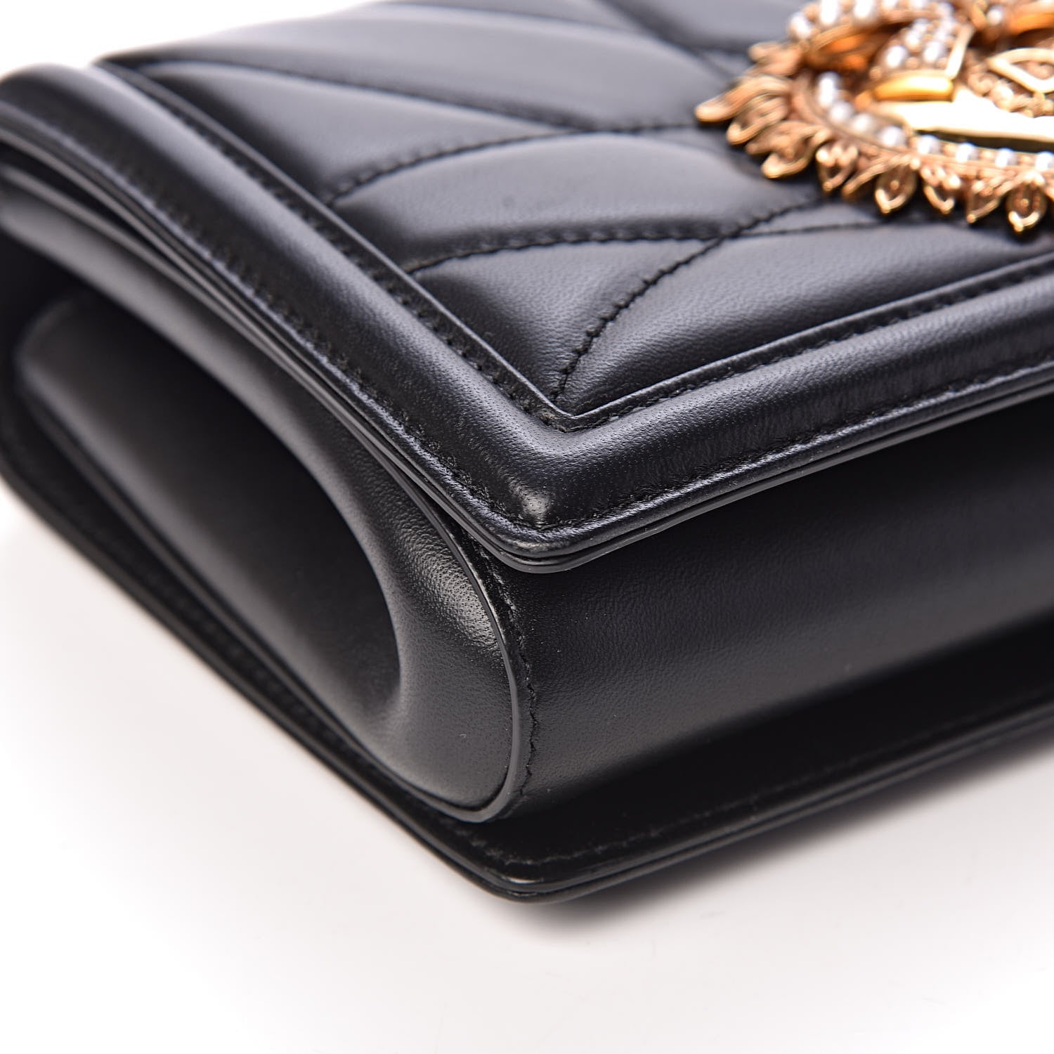 Dolce & Gabbana Calfskin Medium Devotion Crossbody Bag Black 8 of 10