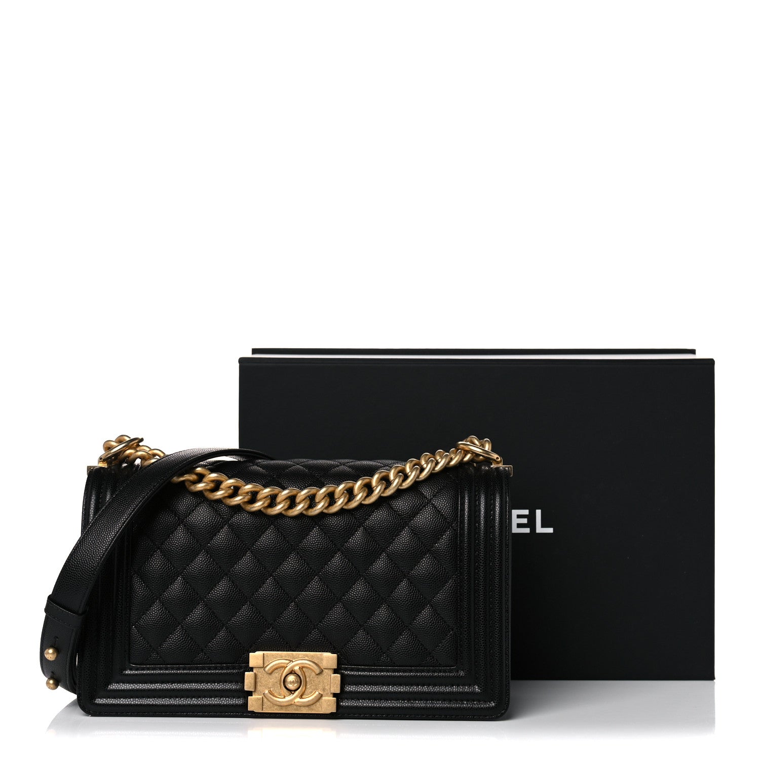 Chanel Caviar Quilted Medium Boy Flap Black 9 of 9