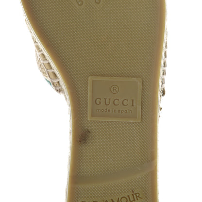 Gucci Straw Elaphe Matelasse GG Marmont Espadrille Slide Sandals 36.5 Natural New Shamarock 7 of 10