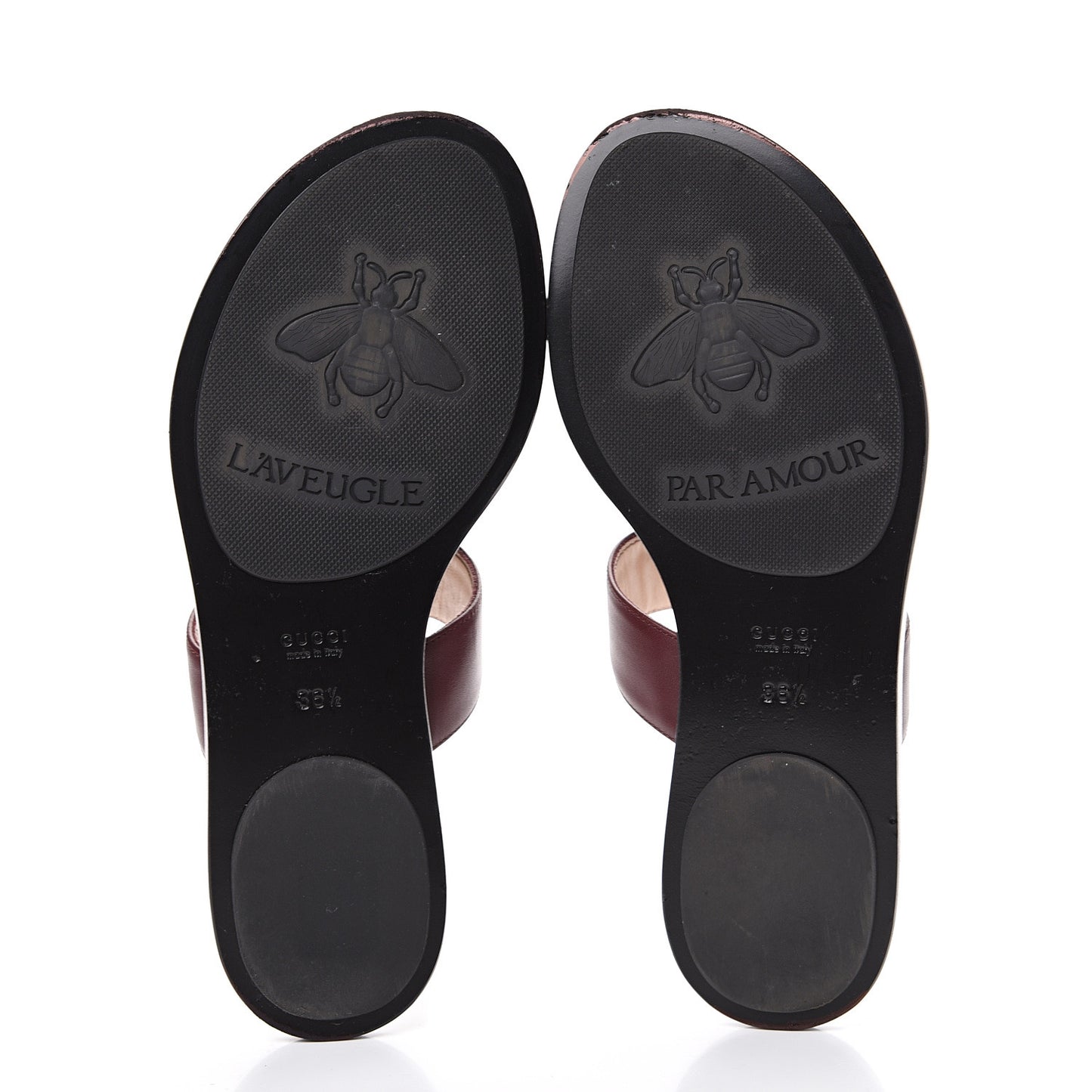 Calfskin GG Marmont Thong Sandals 36.5 Vintage Bordeaux