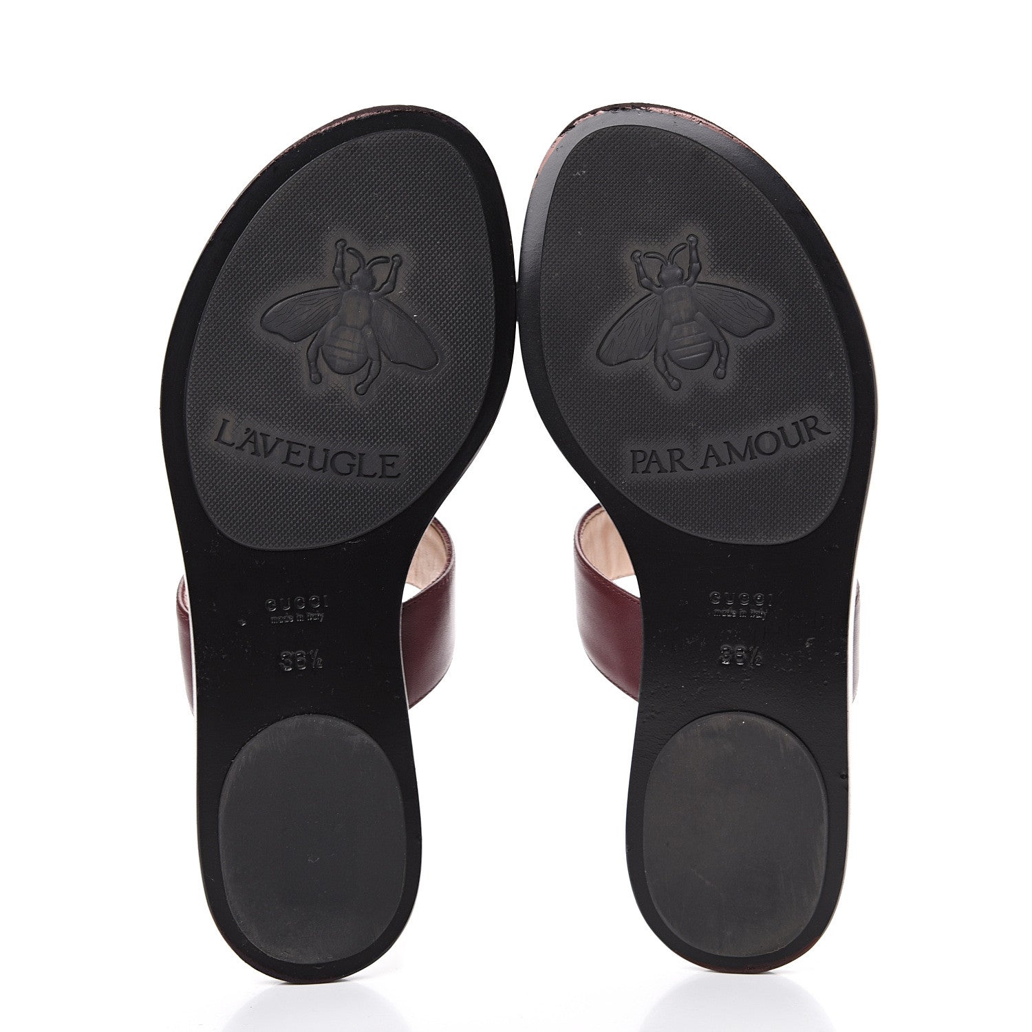 Gucci Calfskin GG Marmont Thong Sandals 36.5 Vintage Bordeaux 5 of 9