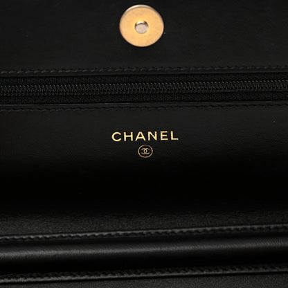 Chanel Lambskin Quilted Chain Around Wallet On Chain WOC Black 6 of 13