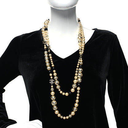Chanel Painted Pearl CC Coco Long Necklace Black Gold 2 of 5