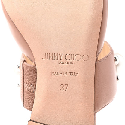 Jimmy Choo Nappa Pearly Stud Embellished Basette Flat Mules 37 Pink 7 of 7