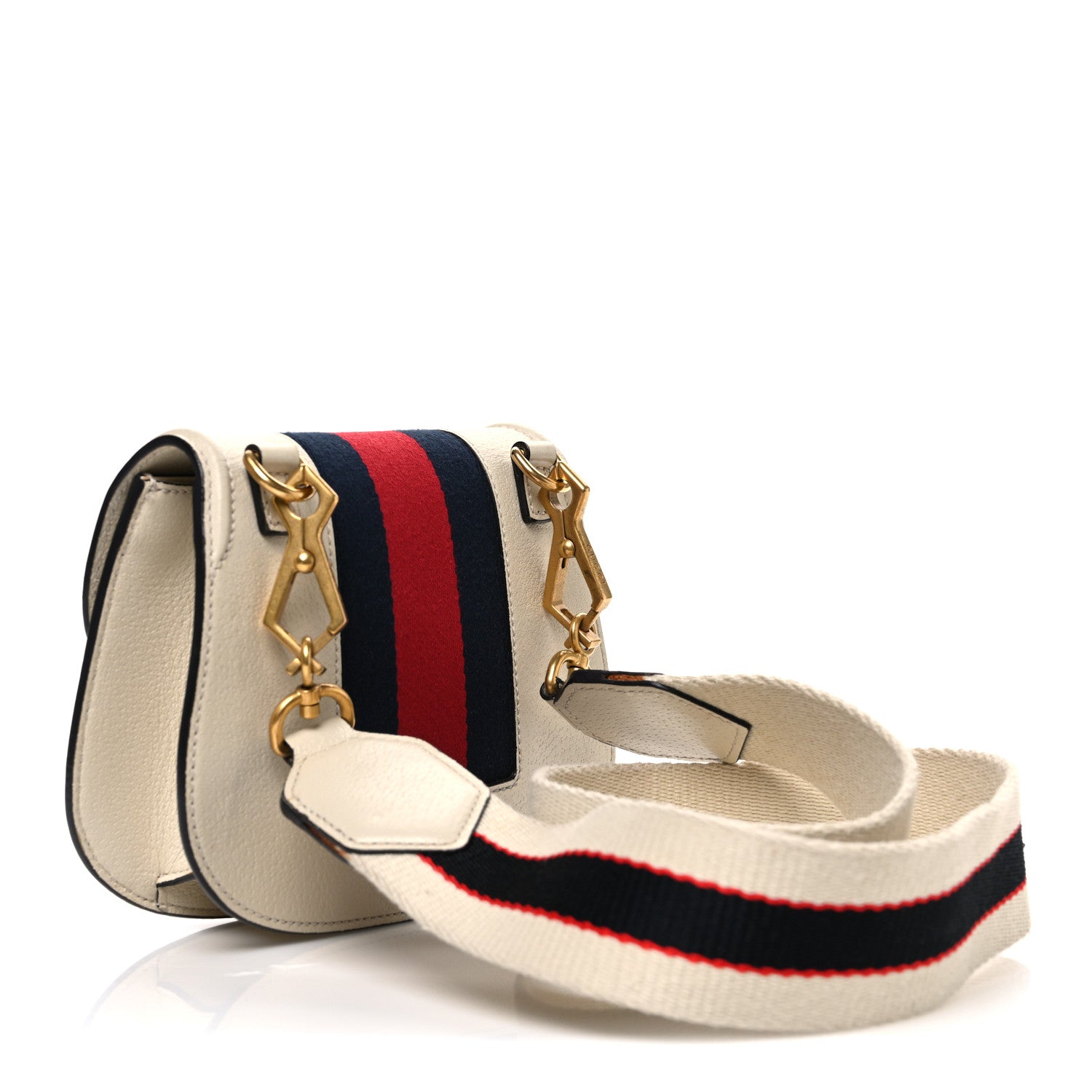 Gucci Calfskin Web Stripe Butterfly Small Totem Shoulder Bag White 3 of 11