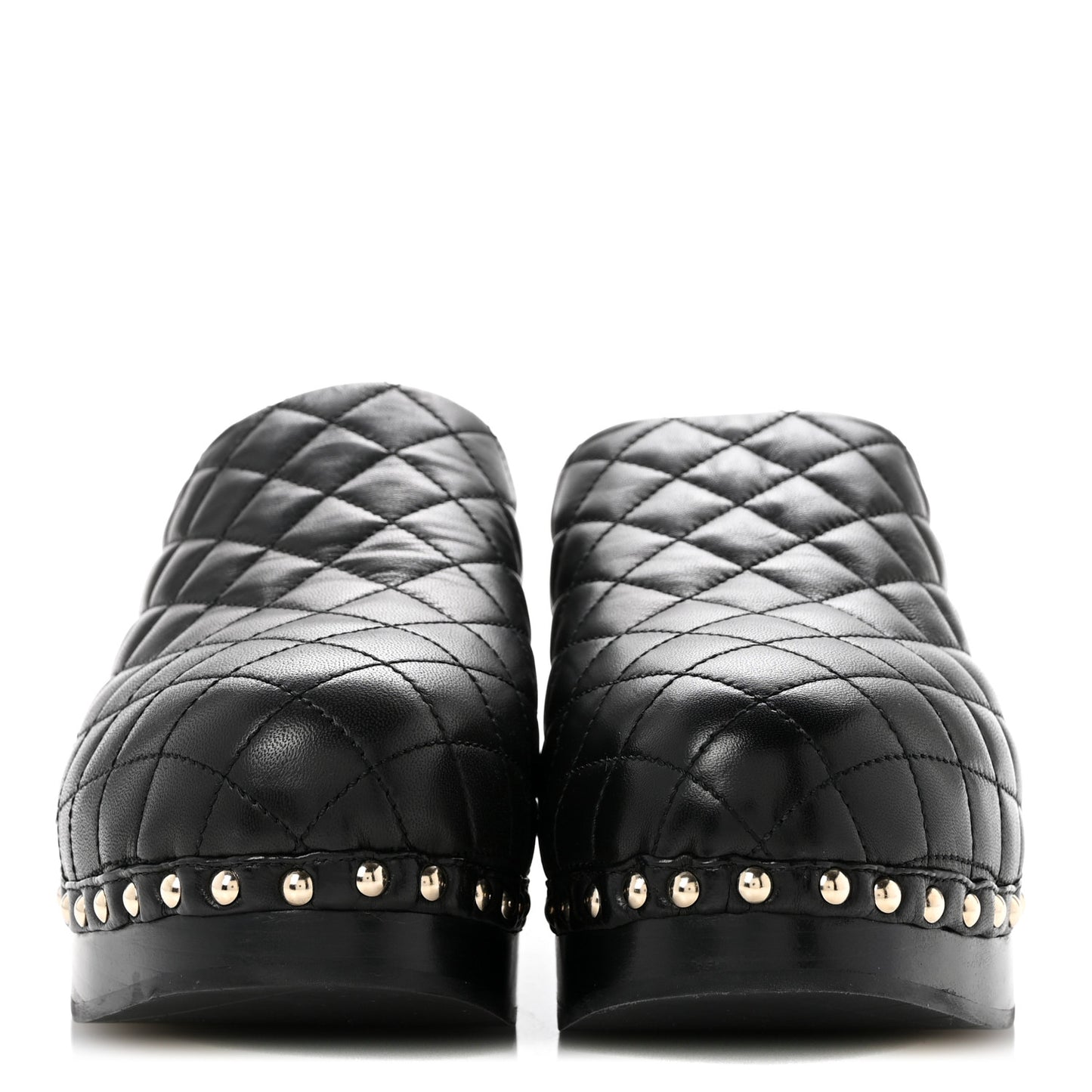 Lambskin Quilted CC Clogs 39 Black