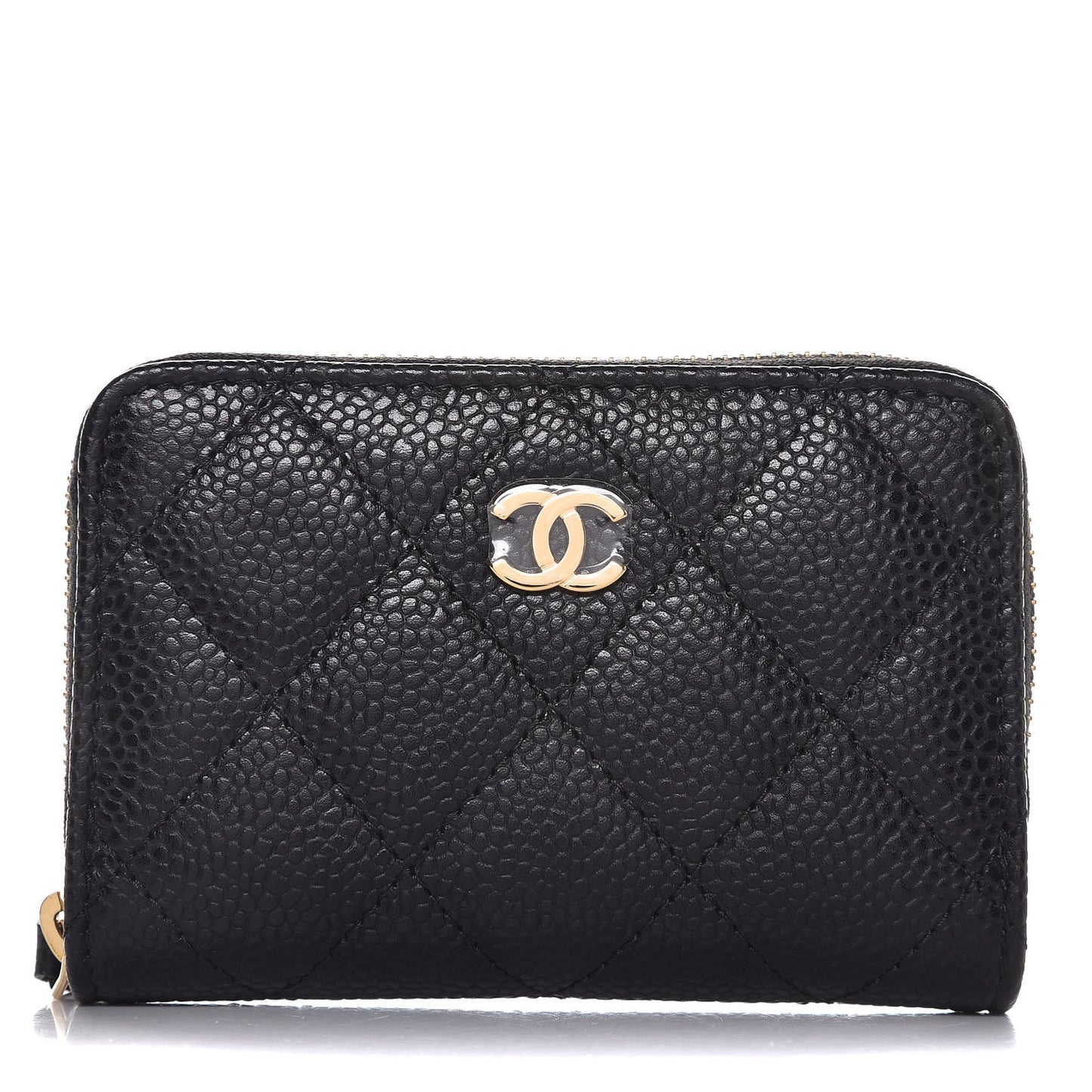 Caviar Quilted Zip Coin Purse Black