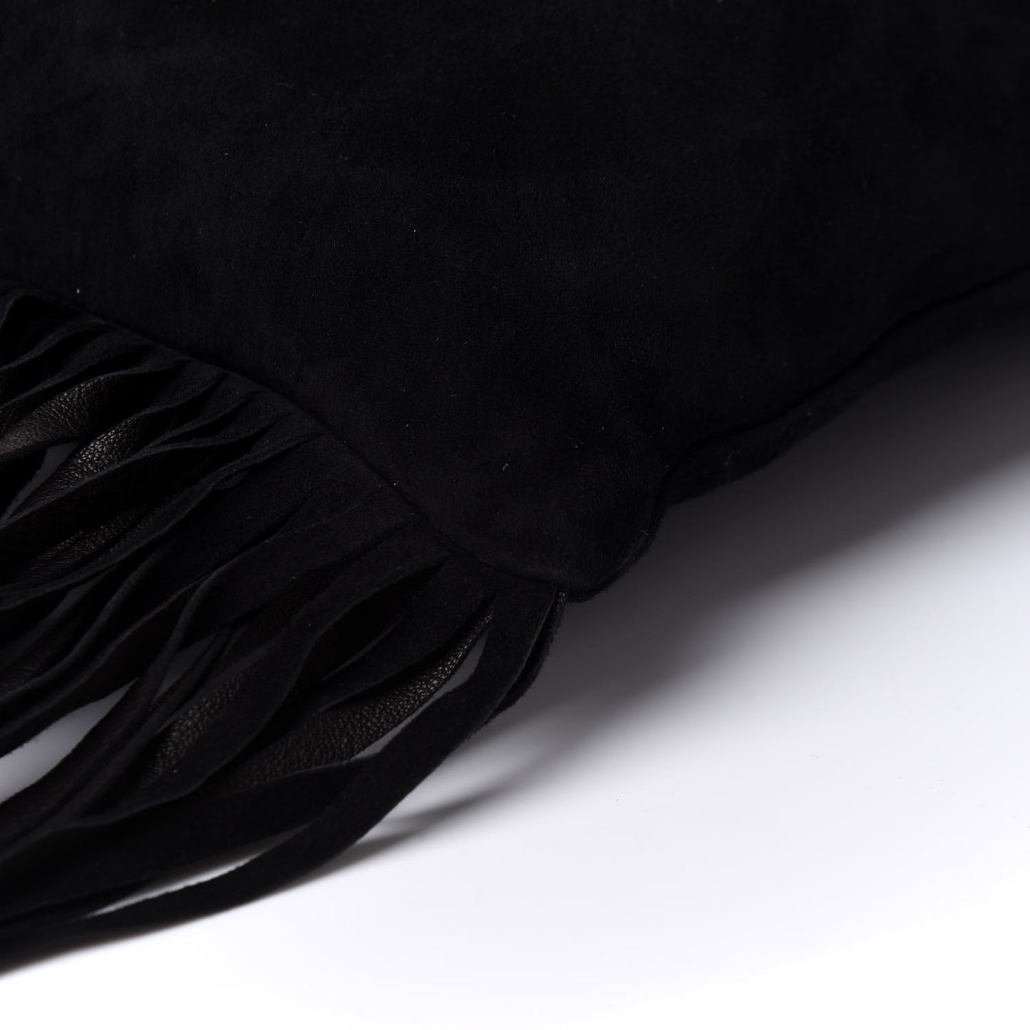 Camoscio Fringe Shoulder Bag Black Cacao