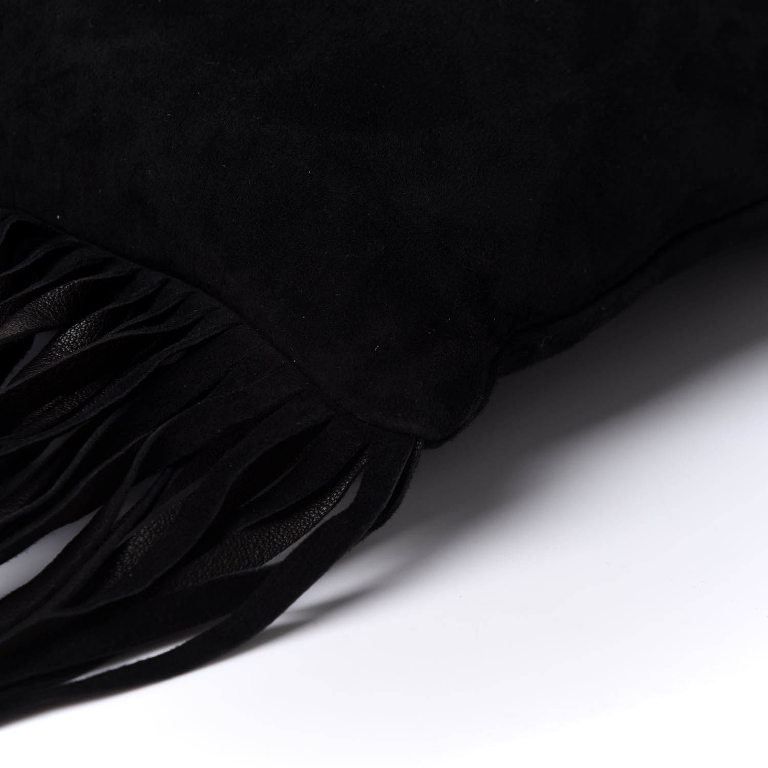 Prada Camoscio Fringe Shoulder Bag Black Cacao 9 of 9