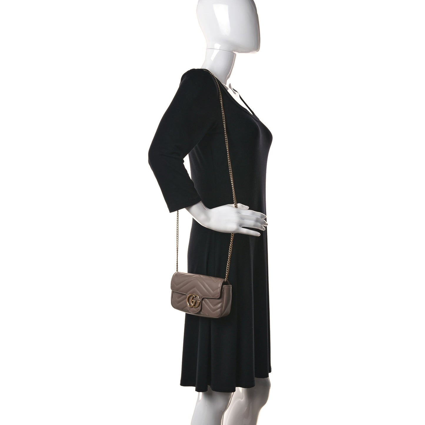 Calfskin Matelasse Super Mini GG Marmont Shoulder Bag Porcelain Rose