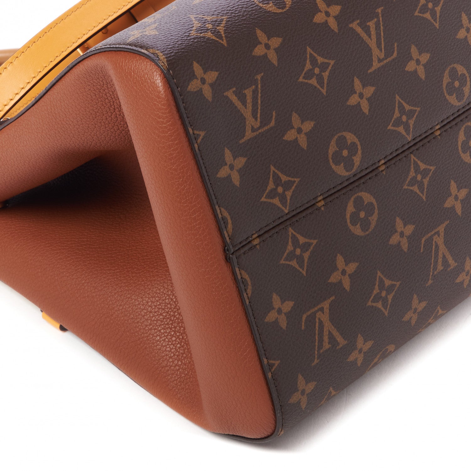 Louis Vuitton Calfskin Monogram Fold Tote MM Camel Sunbeam Cream 5 of 8
