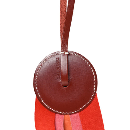 Hermes Vache Hunter Milo Lambskin Paddock Flot Bag Charm Orange Poppy Rose Azalee Red 3 of 3