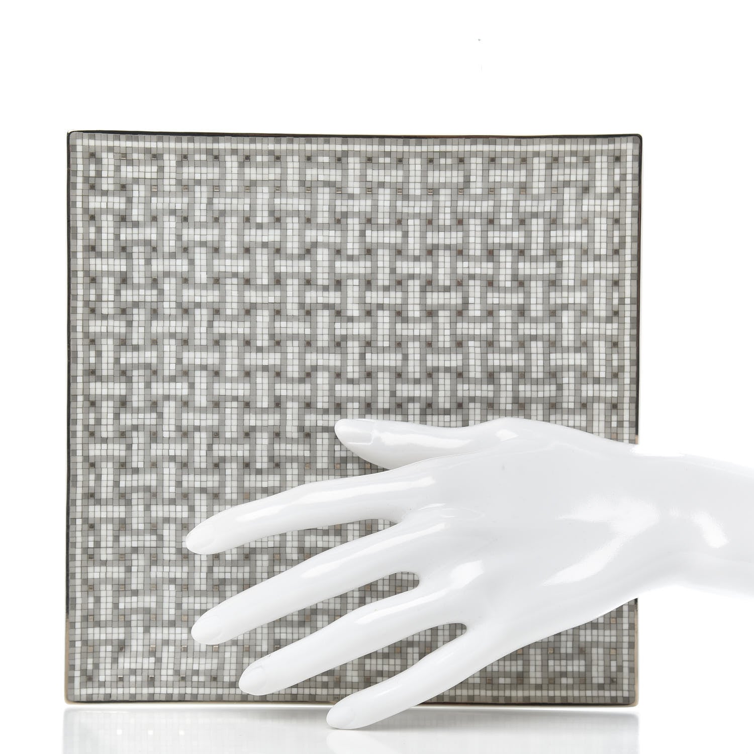 Hermes Porcelain Mosaique au 24 Square Plate Platinum 2 of 6