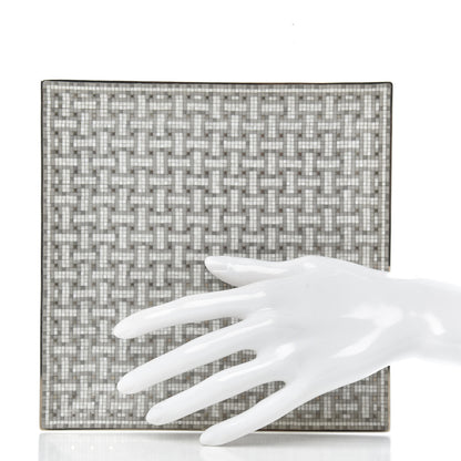 Hermes Porcelain Mosaique au 24 Square Plate Platinum 2 of 6