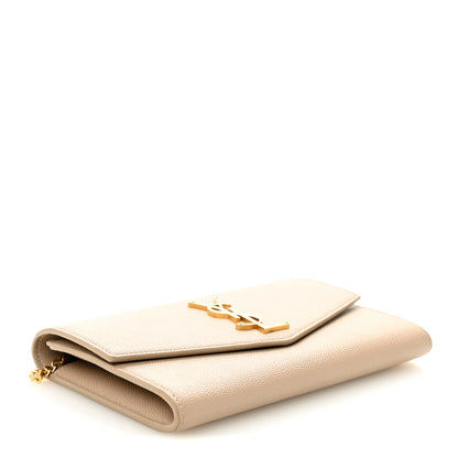 Saint Laurent Grain De Poudre Monogram Uptown Chain Wallet Dark Beige 4 of 10