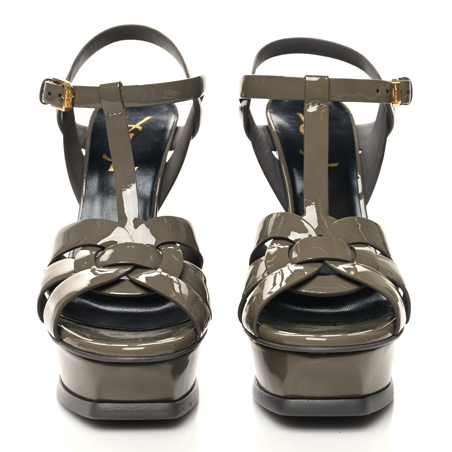 Saint Laurent Patent Tribute 105 Platform Sandals 35 Fog 2 of 8