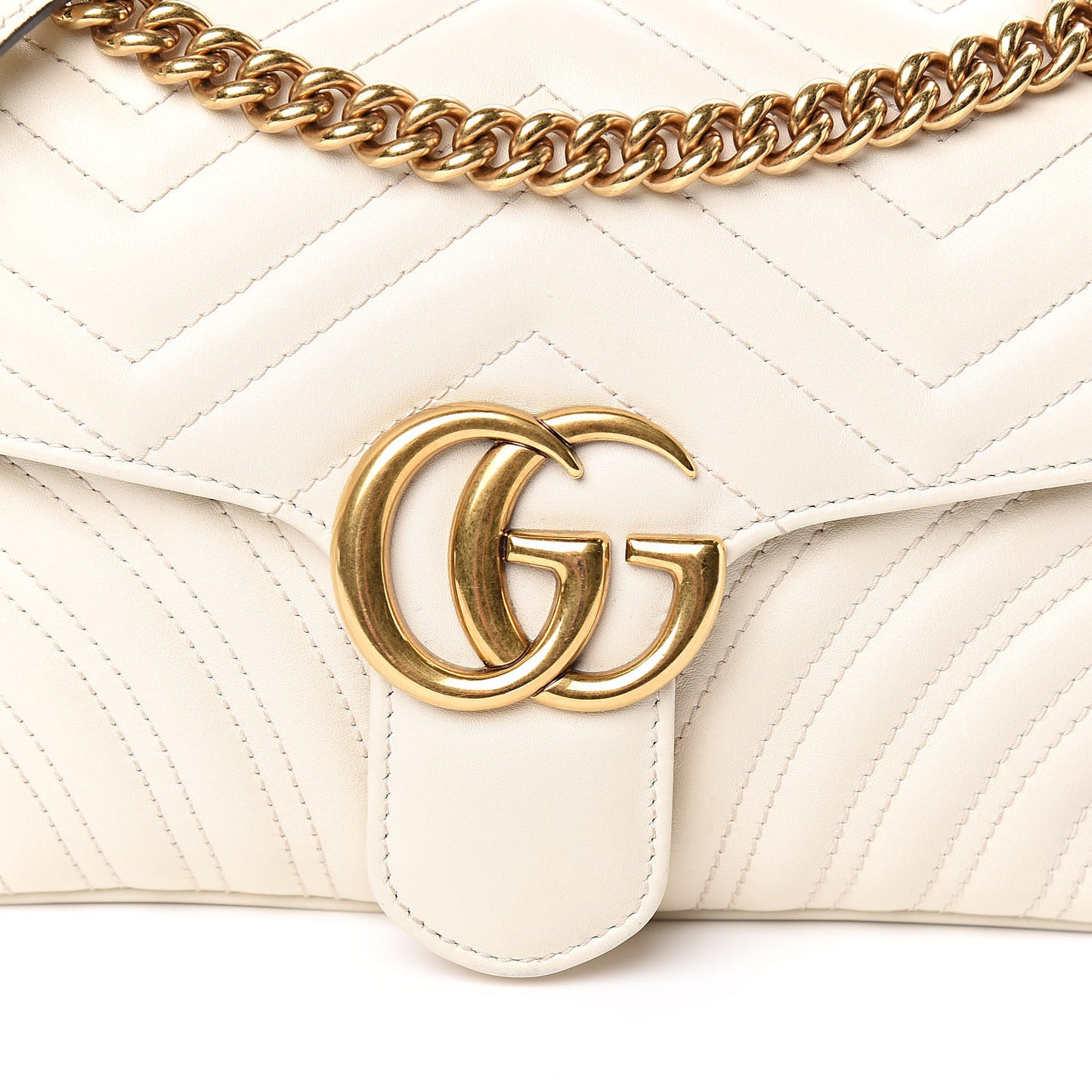 Calfskin Matelasse Small GG Marmont Shoulder Bag White