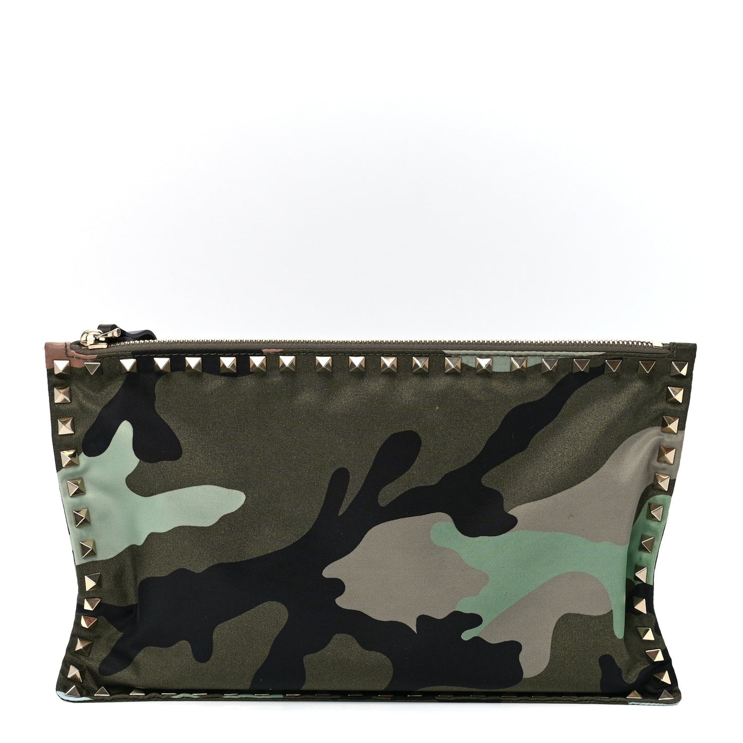 Canvas Camouflage Large Rockstud Zip Pouch Multicolor