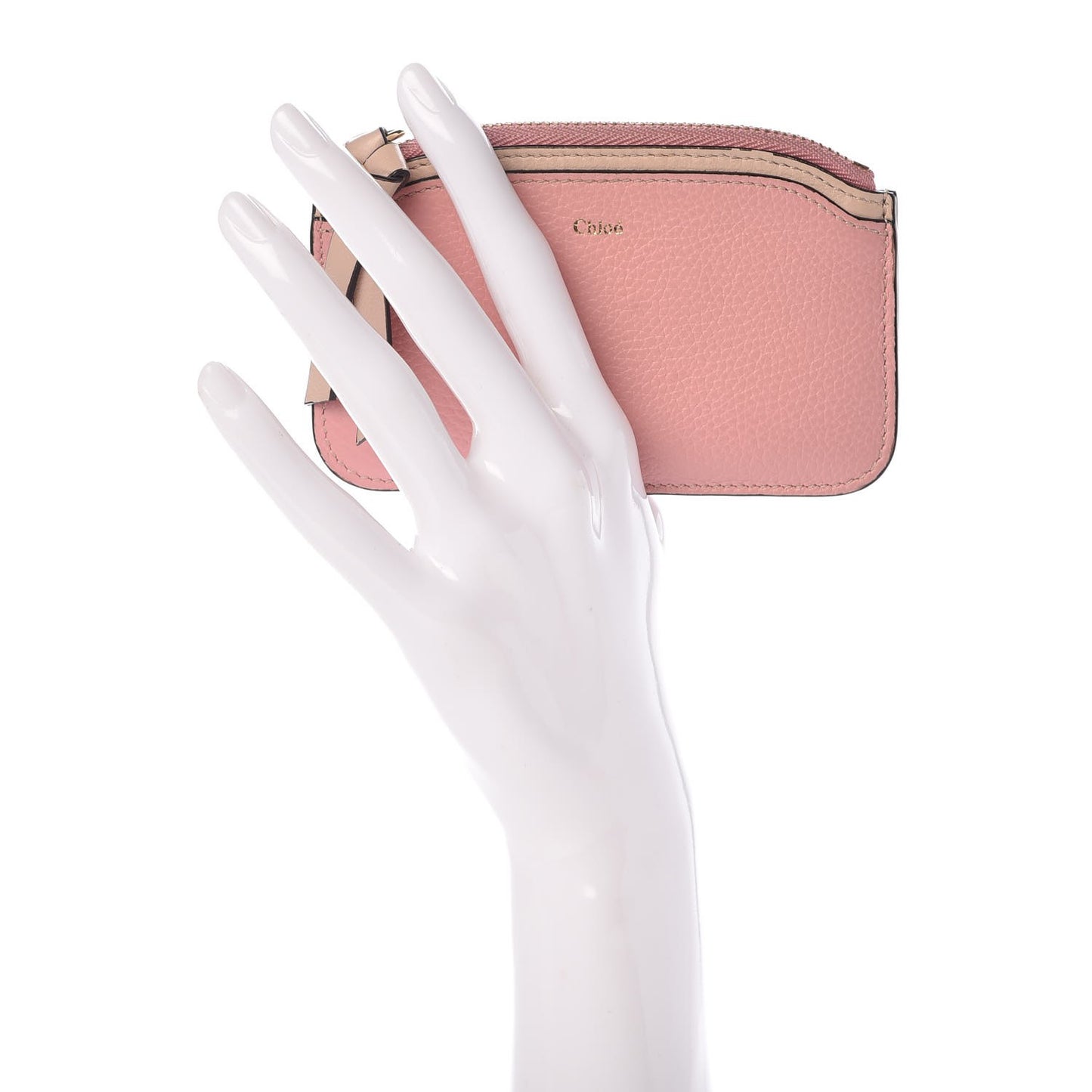 Calfskin Top Zip Card Case Anemone Pink