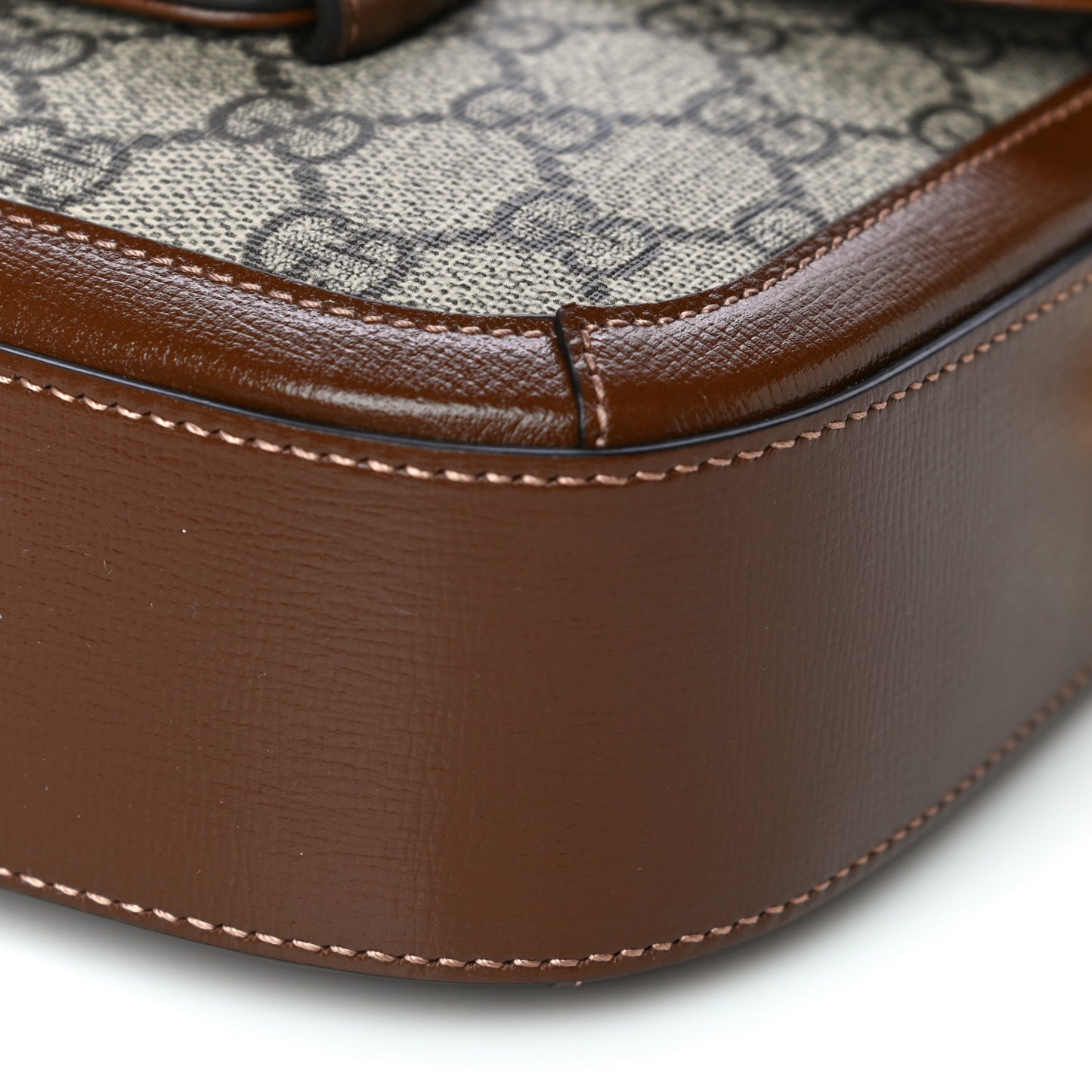 GG Supreme Monogram Web Mini Horsebit 1955 Shoulder Bag Beige Brown Sugar