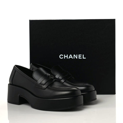 Chanel Calfskin CC Platform Loafers 40 Black 5 of 11