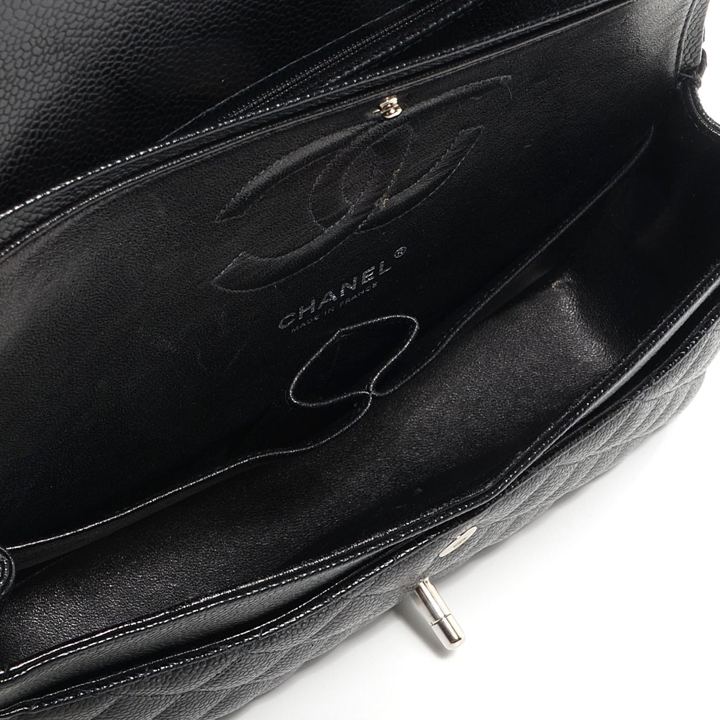 Caviar Quilted Medium Double Flap Black