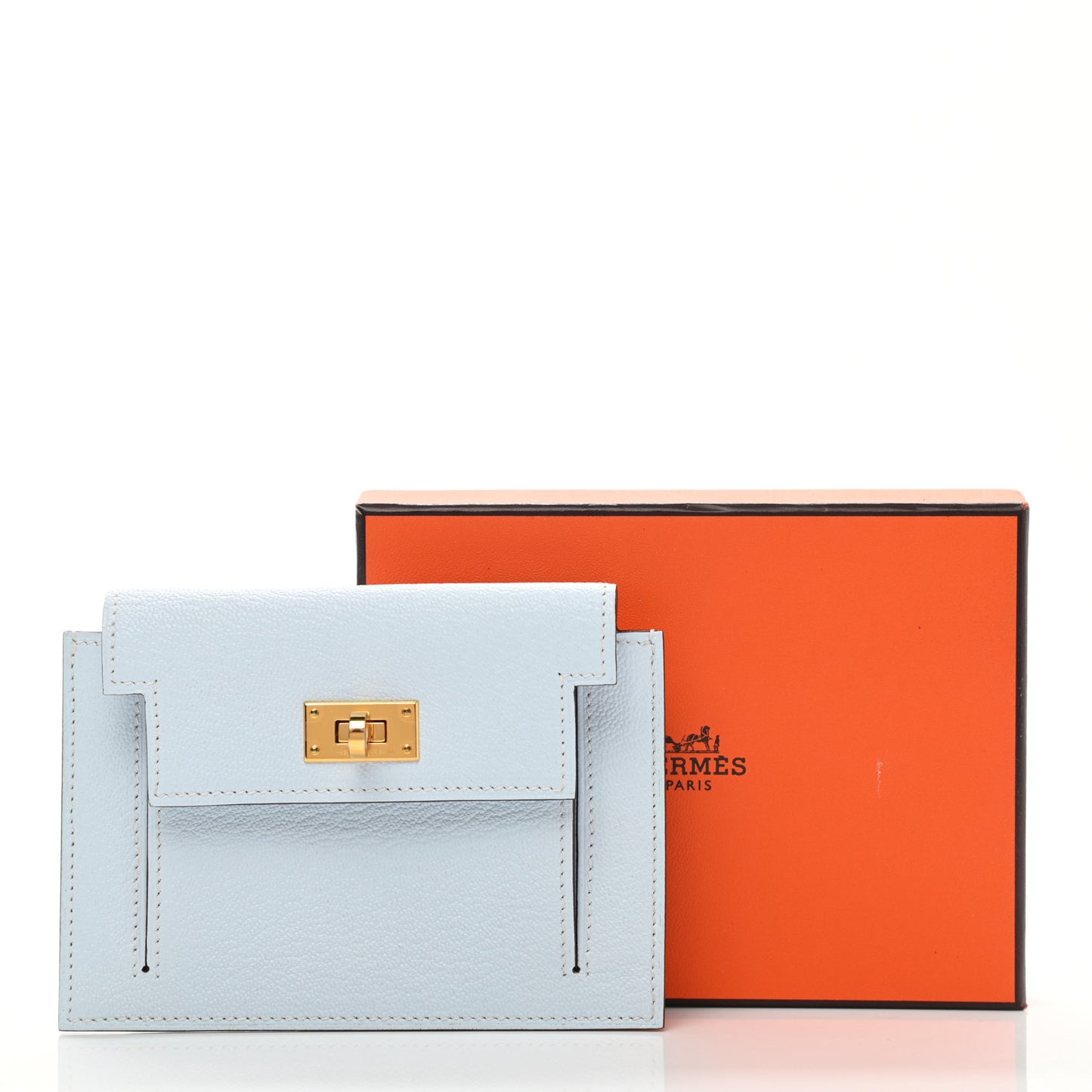 Chevre Mysore Kelly Pocket Compact Wallet Bleu Brume