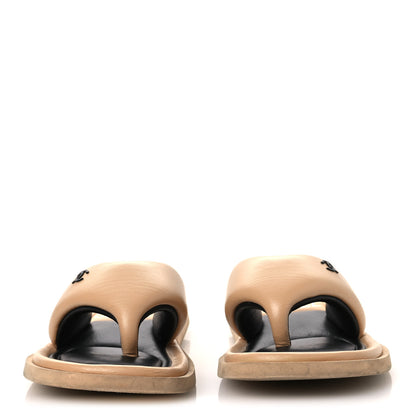 Chanel Lambskin Padded Pool Thong Sandals 40 Beige 3 of 12