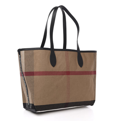 Burberry Coated Canvas Mega Check Medium Doodle Tote Black 6 of 15