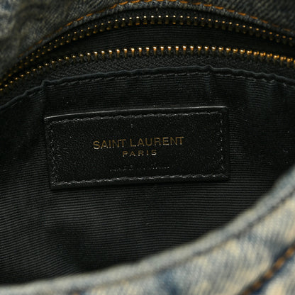 Saint Laurent Denim Quilted Toy Loulou Puffer Monogram Chain Satchel Blue Cinnamon 6 of 10