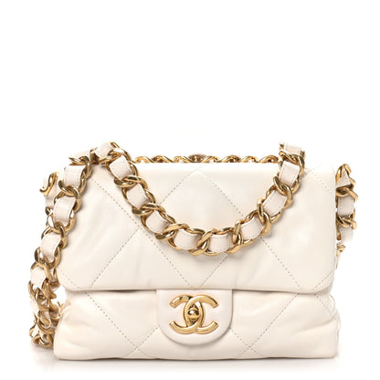 Chanel Lambskin Quilted Small Chain Top Handle Flap White 1 of 10
