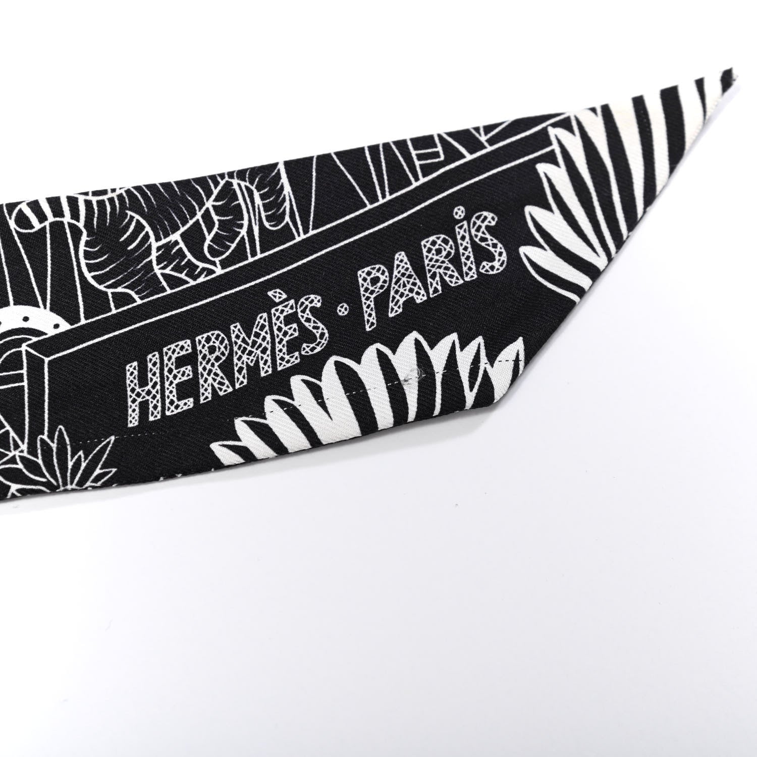 Hermes Silk Animapolis Twilly Black White 6 of 6
