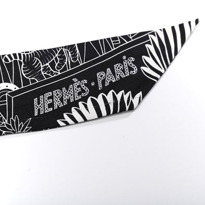 Hermes Silk Animapolis Twilly Black White 6 of 6