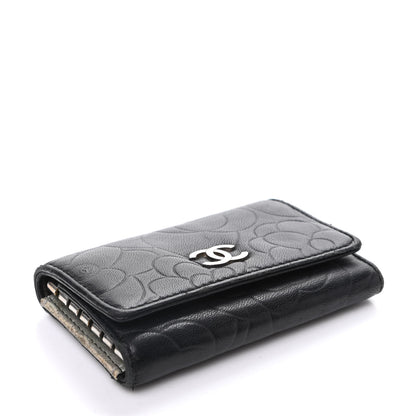 Chanel Lambskin Camellia Embossed 6 Key Holder Black 4 of 7