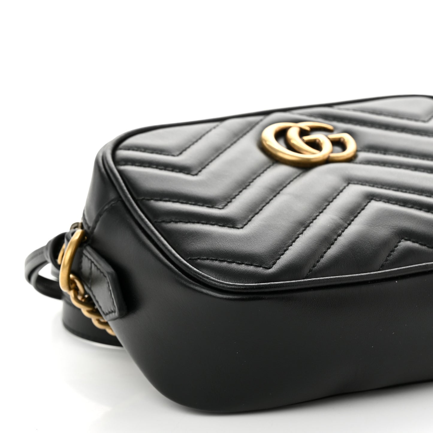 Calfskin Matelasse Mini GG Marmont Chain Shoulder Bag Black