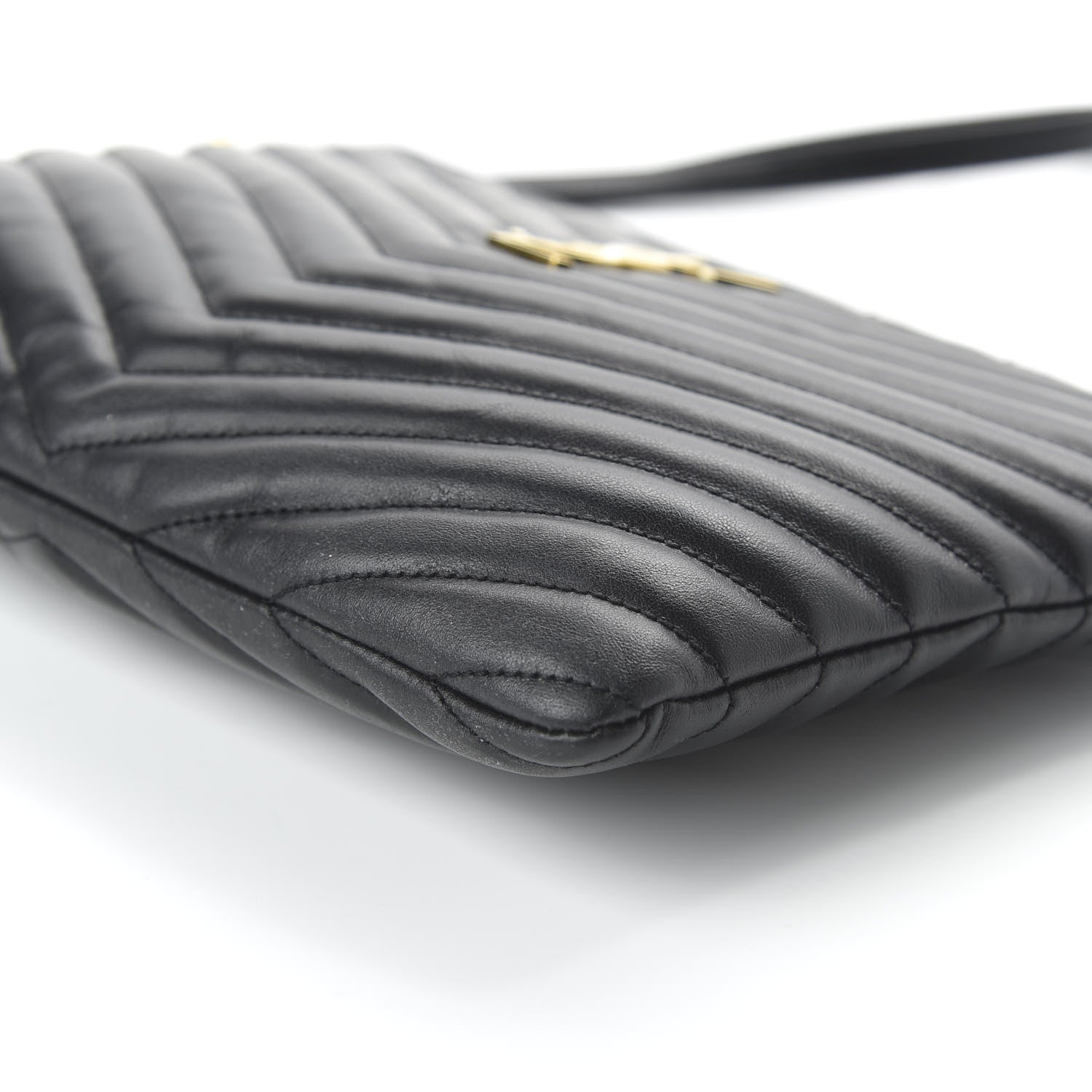 Saint Laurent Calfskin Matelasse Chevron Monogram A5 Wristlet Black 7 of 9