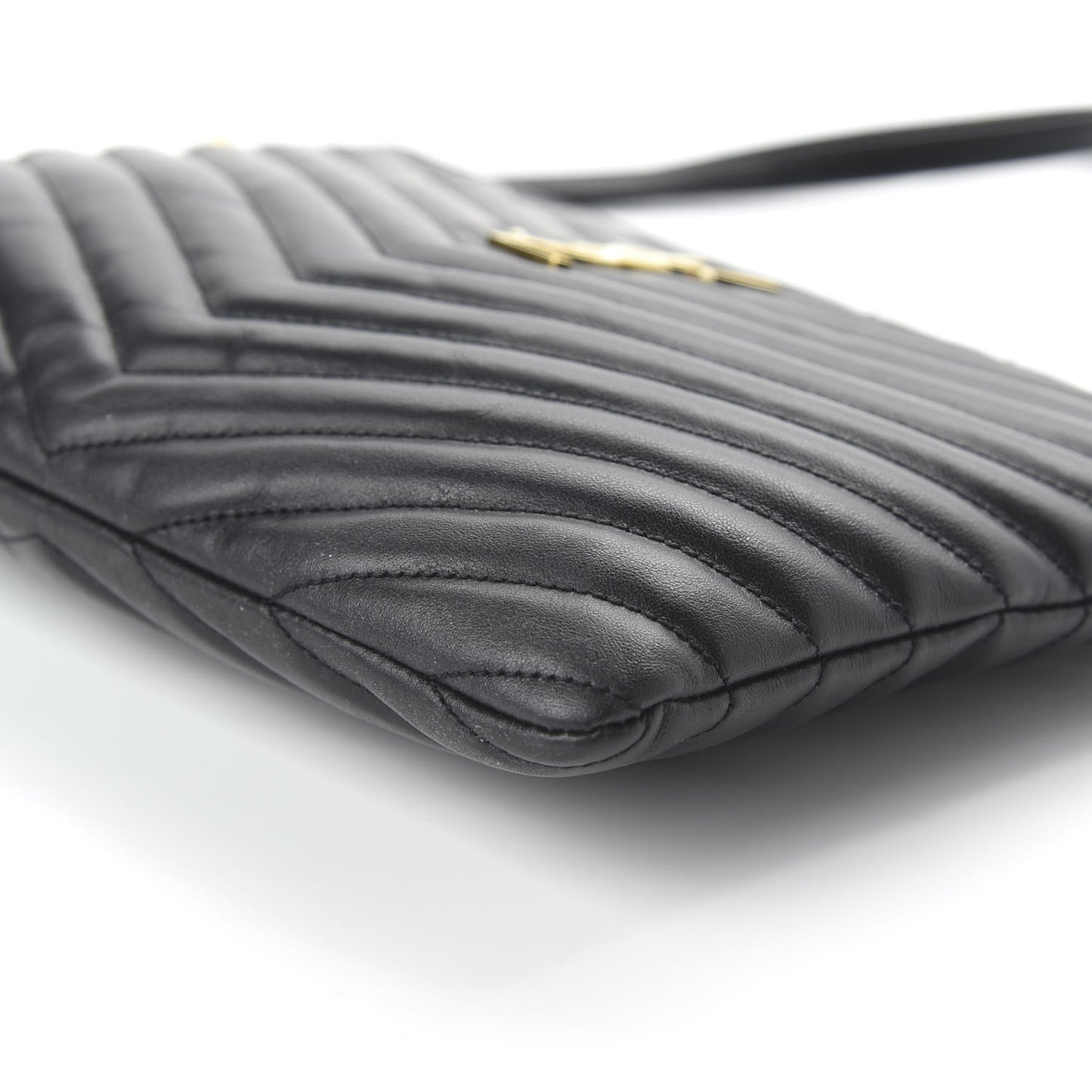 Calfskin Matelasse Chevron Monogram A5 Wristlet Black