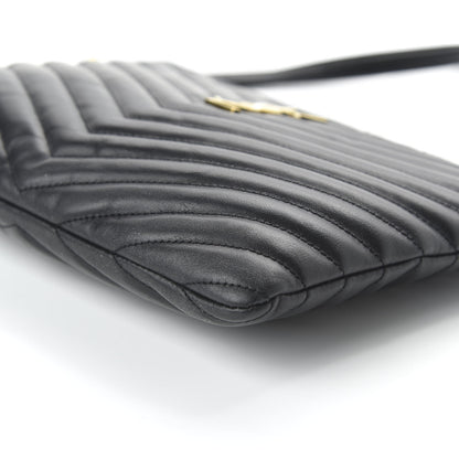 Saint Laurent Calfskin Matelasse Chevron Monogram A5 Wristlet Black 7 of 9