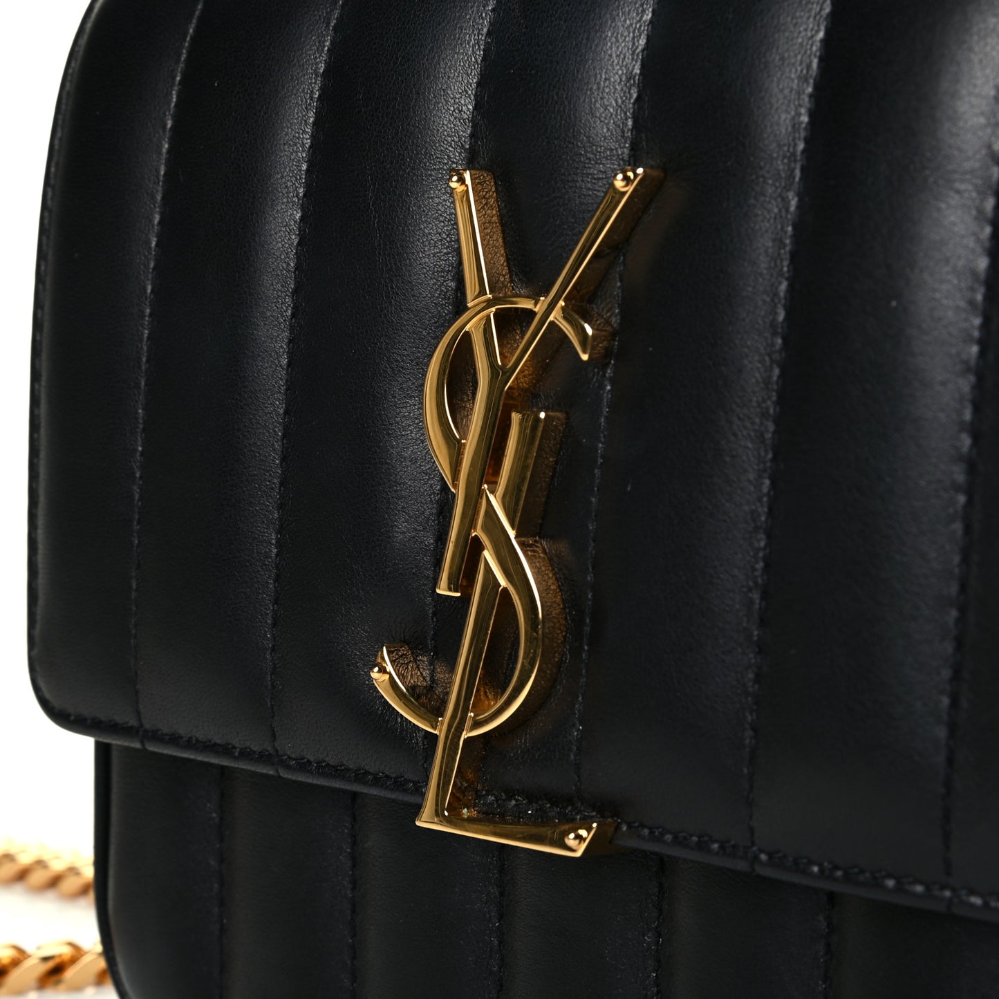 Lambskin Matelasse Monogram Small Vicky Chain Bag Black