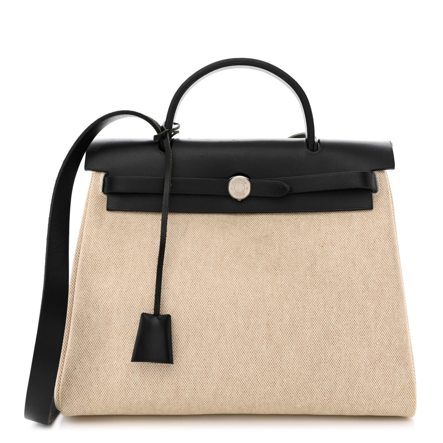 Toile Vache Calfskin Herbag 30 PM Ficelle Black