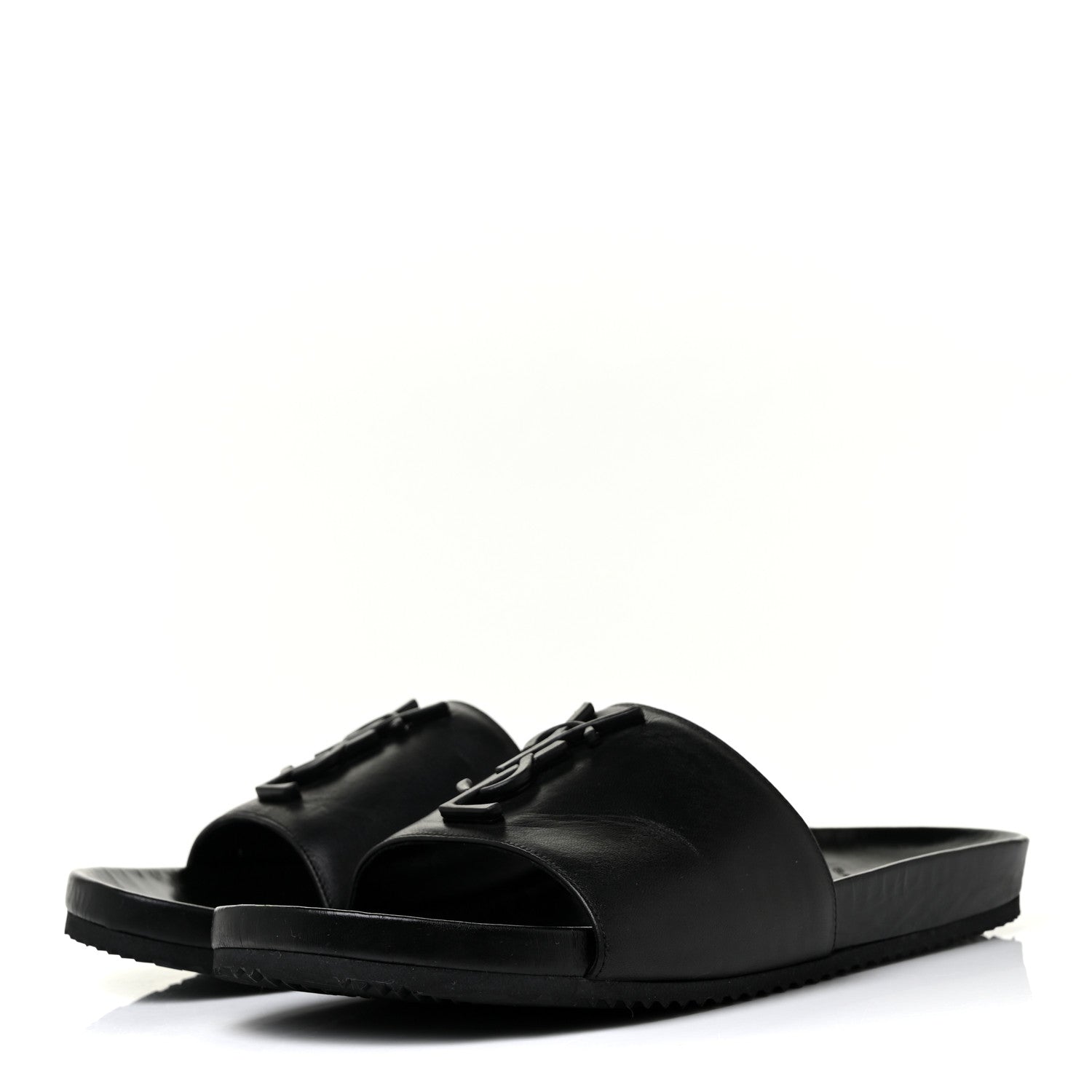 Saint Laurent Calfskin Monogram Jimmy Joan Slide Sandals 39 Black 3 of 10