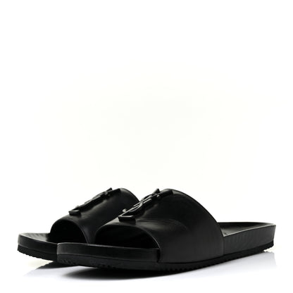 Saint Laurent Calfskin Monogram Jimmy Joan Slide Sandals 39 Black 3 of 10